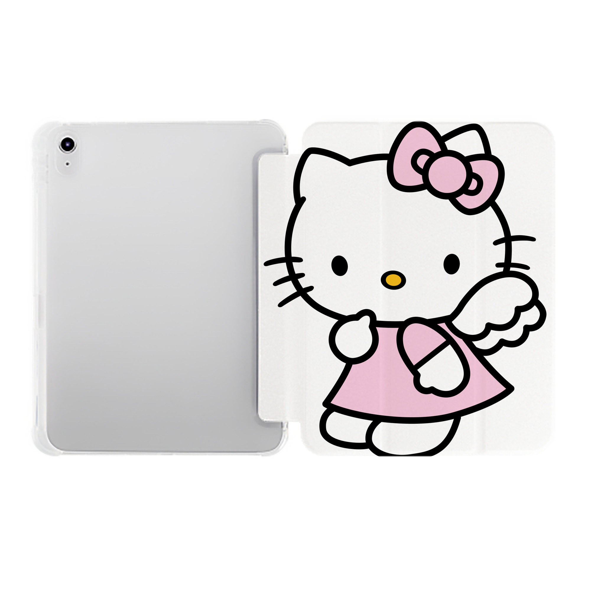 （画像用） Hello Kitty ハローキティ IPad ケース ペン収納付き 三つ折りスタンド PUレザー×シリコン 対応機種9.5/10.5/10.9インチ